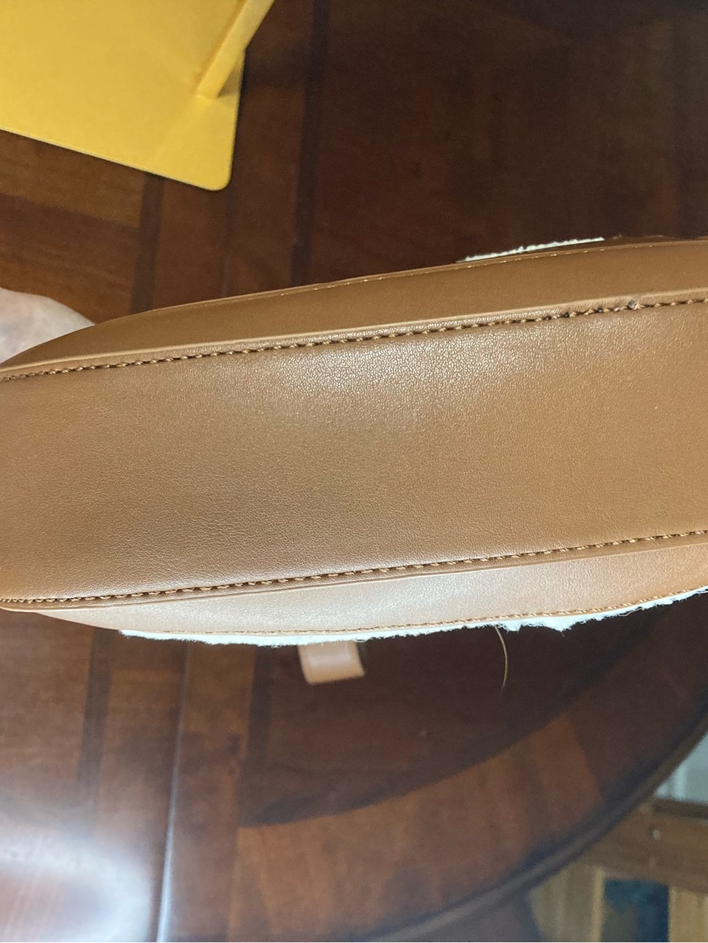 Antik Kraft Vegan Leather & Shearling Crossbody Saddle Bag - Cognac & Cream NWOT - Picture 5 of 15